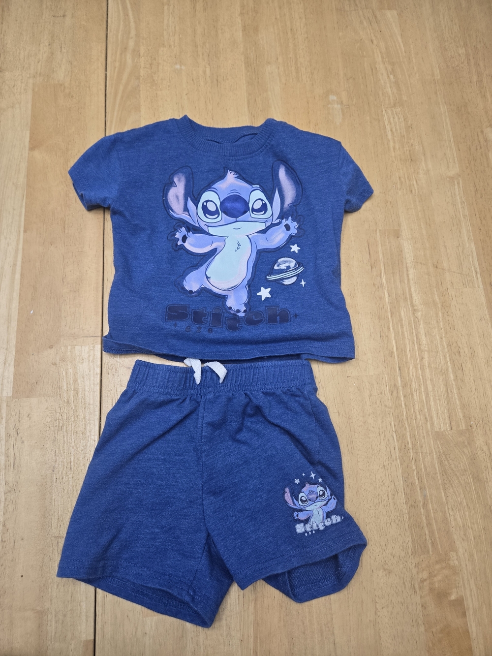 Disney Blue Stitch Short Sleeve Top & Shorts Pajama Set - Picture 2 of 6